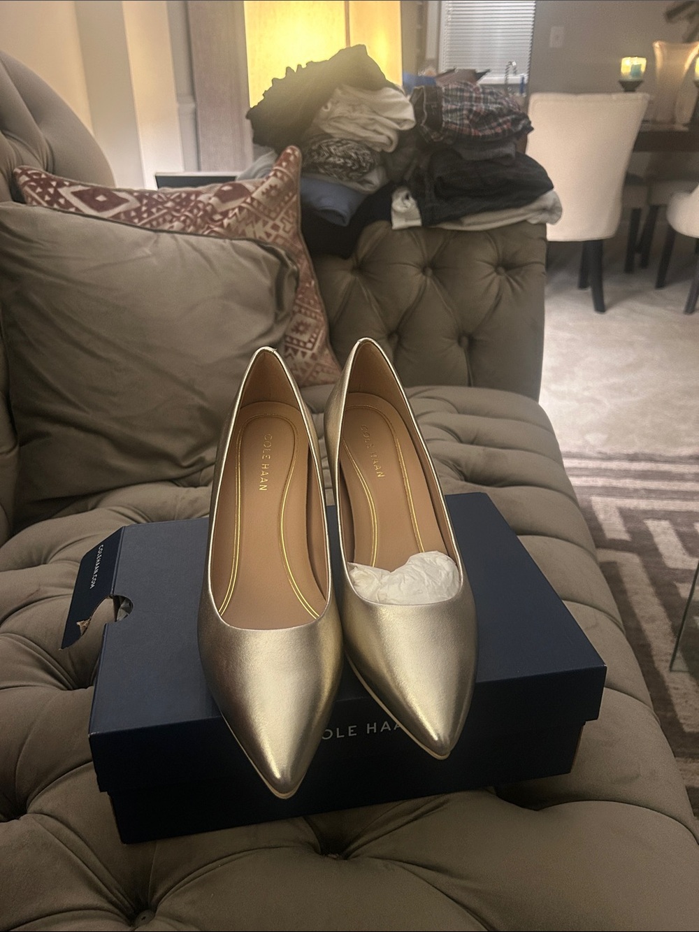 Cole Haan Metallic Gold Pointed-Toe Heels